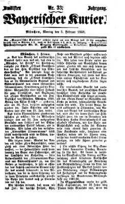 Bayerischer Kurier Montag 3. Februar 1868