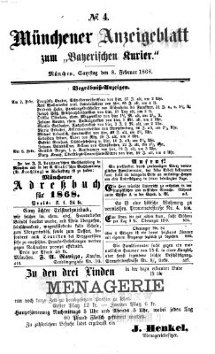 Bayerischer Kurier Samstag 8. Februar 1868