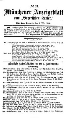 Bayerischer Kurier Donnerstag 5. März 1868