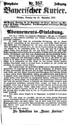 Bayerischer Kurier Sonntag 18. September 1870