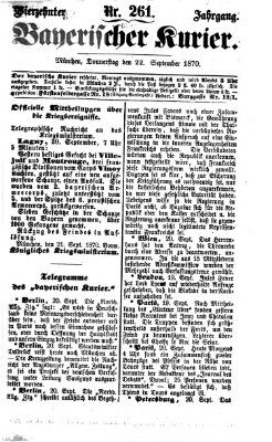 Bayerischer Kurier Donnerstag 22. September 1870