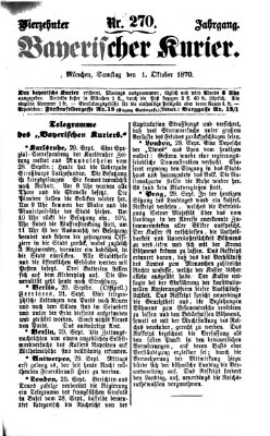 Bayerischer Kurier Samstag 1. Oktober 1870