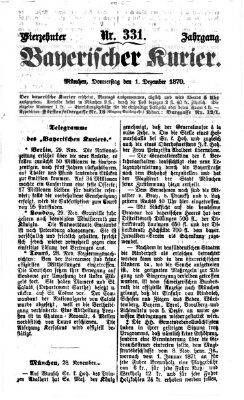 Bayerischer Kurier Donnerstag 1. Dezember 1870