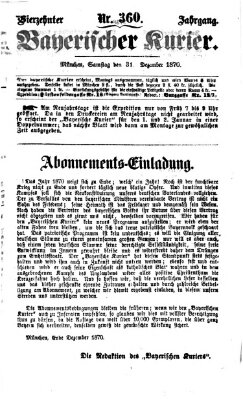 Bayerischer Kurier Samstag 31. Dezember 1870