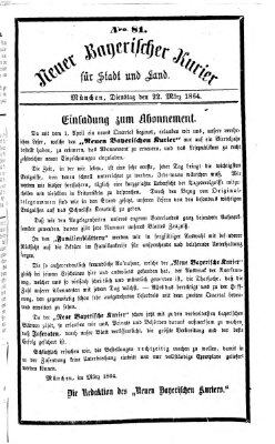 Neuer bayerischer Kurier für Stadt und Land Dienstag 22. März 1864