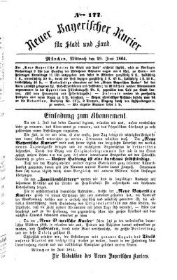 Neuer bayerischer Kurier für Stadt und Land Mittwoch 29. Juni 1864