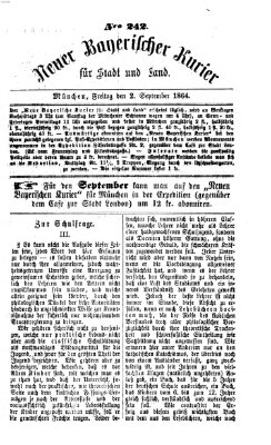 Neuer bayerischer Kurier für Stadt und Land Freitag 2. September 1864