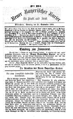 Neuer bayerischer Kurier für Stadt und Land Sonntag 25. September 1864