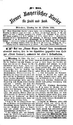 Neuer bayerischer Kurier für Stadt und Land Dienstag 25. Oktober 1864