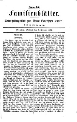 Neuer bayerischer Kurier für Stadt und Land. Familienblätter : Unterhaltungsblatt zum Neuen bayerischen Kurier (Neuer bayerischer Kurier für Stadt und Land) Mittwoch 3. Februar 1864