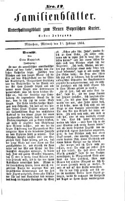 Neuer bayerischer Kurier für Stadt und Land. Familienblätter : Unterhaltungsblatt zum Neuen bayerischen Kurier (Neuer bayerischer Kurier für Stadt und Land) Mittwoch 10. Februar 1864