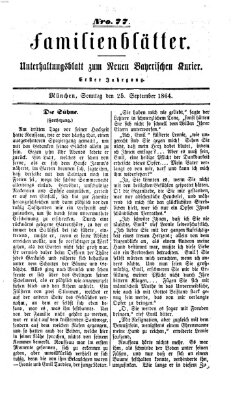 Neuer bayerischer Kurier für Stadt und Land. Familienblätter : Unterhaltungsblatt zum Neuen bayerischen Kurier (Neuer bayerischer Kurier für Stadt und Land) Sonntag 25. September 1864