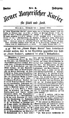 Neuer bayerischer Kurier für Stadt und Land Mittwoch 4. Januar 1865