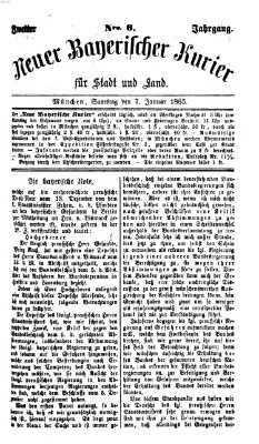 Neuer bayerischer Kurier für Stadt und Land Samstag 7. Januar 1865