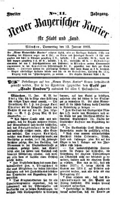 Neuer bayerischer Kurier für Stadt und Land Donnerstag 12. Januar 1865