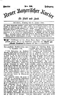 Neuer bayerischer Kurier für Stadt und Land Samstag 21. Januar 1865