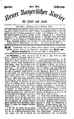 Neuer bayerischer Kurier für Stadt und Land Samstag 4. Februar 1865