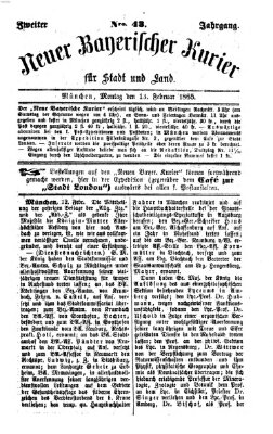 Neuer bayerischer Kurier für Stadt und Land Montag 13. Februar 1865