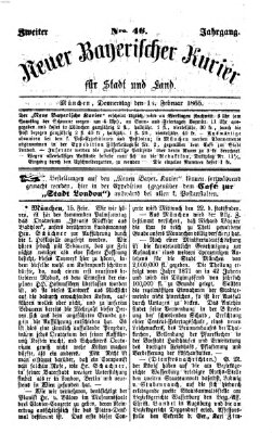 Neuer bayerischer Kurier für Stadt und Land Donnerstag 16. Februar 1865