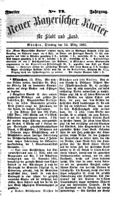 Neuer bayerischer Kurier für Stadt und Land Dienstag 14. März 1865