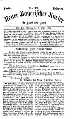 Neuer bayerischer Kurier für Stadt und Land Sonntag 19. März 1865