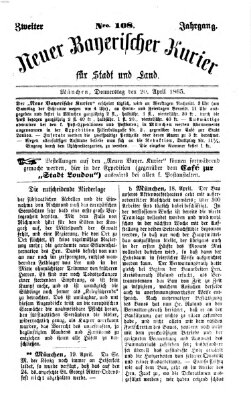 Neuer bayerischer Kurier für Stadt und Land Donnerstag 20. April 1865