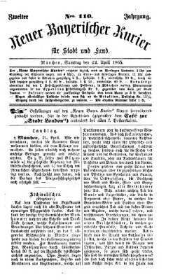 Neuer bayerischer Kurier für Stadt und Land Samstag 22. April 1865