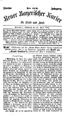 Neuer bayerischer Kurier für Stadt und Land Mittwoch 26. April 1865