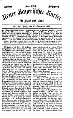 Neuer bayerischer Kurier für Stadt und Land Freitag 15. September 1865