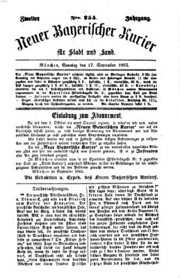 Neuer bayerischer Kurier für Stadt und Land Sonntag 17. September 1865