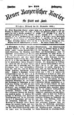 Neuer bayerischer Kurier für Stadt und Land Mittwoch 20. September 1865