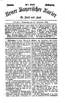 Neuer bayerischer Kurier für Stadt und Land Donnerstag 21. September 1865