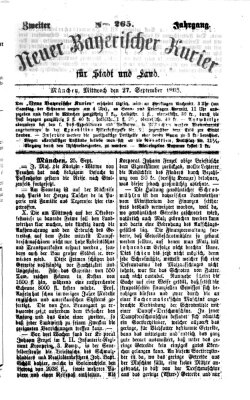 Neuer bayerischer Kurier für Stadt und Land Mittwoch 27. September 1865