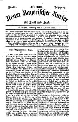 Neuer bayerischer Kurier für Stadt und Land Sonntag 1. Oktober 1865