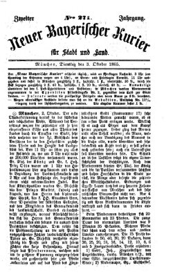 Neuer bayerischer Kurier für Stadt und Land Dienstag 3. Oktober 1865