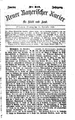 Neuer bayerischer Kurier für Stadt und Land Dienstag 14. November 1865