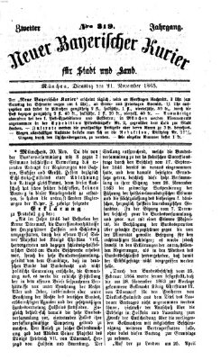 Neuer bayerischer Kurier für Stadt und Land Dienstag 21. November 1865