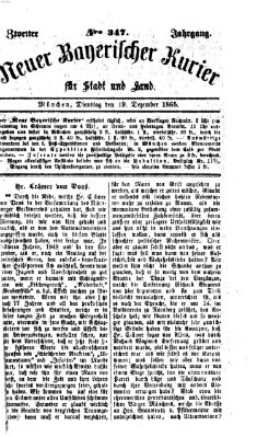 Neuer bayerischer Kurier für Stadt und Land Dienstag 19. Dezember 1865