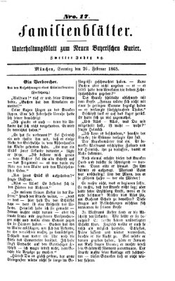 Neuer bayerischer Kurier für Stadt und Land. Familienblätter : Unterhaltungsblatt zum Neuen bayerischen Kurier (Neuer bayerischer Kurier für Stadt und Land) Sonntag 26. Februar 1865