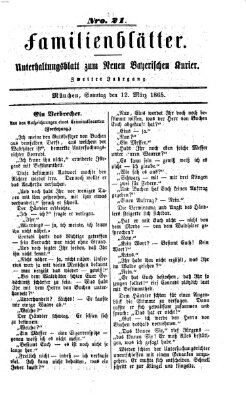 Neuer bayerischer Kurier für Stadt und Land. Familienblätter : Unterhaltungsblatt zum Neuen bayerischen Kurier (Neuer bayerischer Kurier für Stadt und Land) Sonntag 12. März 1865