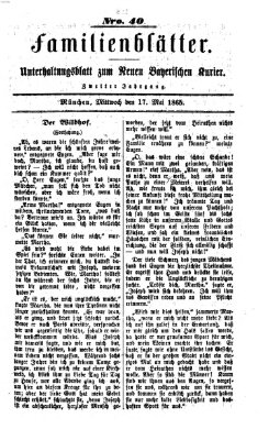 Neuer bayerischer Kurier für Stadt und Land. Familienblätter : Unterhaltungsblatt zum Neuen bayerischen Kurier (Neuer bayerischer Kurier für Stadt und Land) Mittwoch 17. Mai 1865