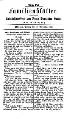 Neuer bayerischer Kurier für Stadt und Land. Familienblätter : Unterhaltungsblatt zum Neuen bayerischen Kurier (Neuer bayerischer Kurier für Stadt und Land) Sonntag 17. September 1865