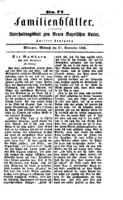 Neuer bayerischer Kurier für Stadt und Land. Familienblätter : Unterhaltungsblatt zum Neuen bayerischen Kurier (Neuer bayerischer Kurier für Stadt und Land) Mittwoch 27. September 1865