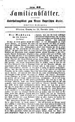 Neuer bayerischer Kurier für Stadt und Land. Familienblätter : Unterhaltungsblatt zum Neuen bayerischen Kurier (Neuer bayerischer Kurier für Stadt und Land) Sonntag 19. November 1865