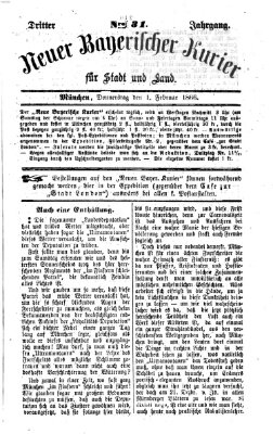 Neuer bayerischer Kurier für Stadt und Land Donnerstag 1. Februar 1866