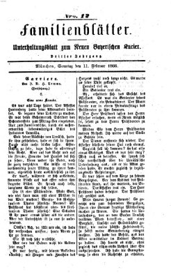 Neuer bayerischer Kurier für Stadt und Land. Familienblätter : Unterhaltungsblatt zum Neuen bayerischen Kurier (Neuer bayerischer Kurier für Stadt und Land) Sonntag 11. Februar 1866