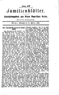 Neuer bayerischer Kurier für Stadt und Land. Familienblätter : Unterhaltungsblatt zum Neuen bayerischen Kurier (Neuer bayerischer Kurier für Stadt und Land) Mittwoch 28. Februar 1866