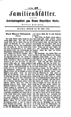 Neuer bayerischer Kurier für Stadt und Land. Familienblätter : Unterhaltungsblatt zum Neuen bayerischen Kurier (Neuer bayerischer Kurier für Stadt und Land) Mittwoch 20. Juni 1866