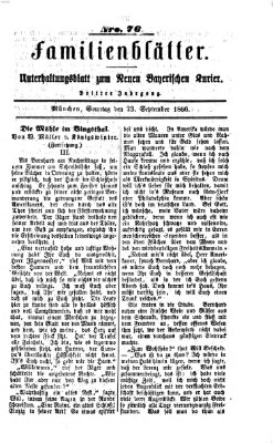 Neuer bayerischer Kurier für Stadt und Land. Familienblätter : Unterhaltungsblatt zum Neuen bayerischen Kurier (Neuer bayerischer Kurier für Stadt und Land) Sonntag 23. September 1866