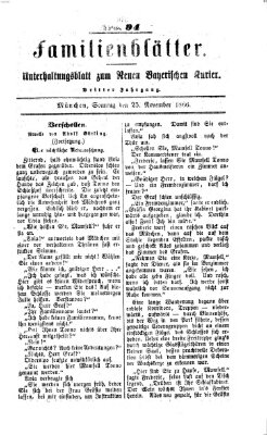 Neuer bayerischer Kurier für Stadt und Land. Familienblätter : Unterhaltungsblatt zum Neuen bayerischen Kurier (Neuer bayerischer Kurier für Stadt und Land) Sonntag 25. November 1866